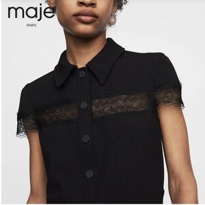 MAJE EUC Dress w/Button Front Yoke Detail in Black Size 2